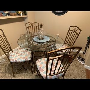 Glass dining table / chairs